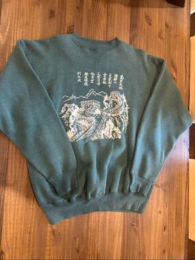 Forest Green Crewneck Sweatshirt with White Great Wall Graphic
